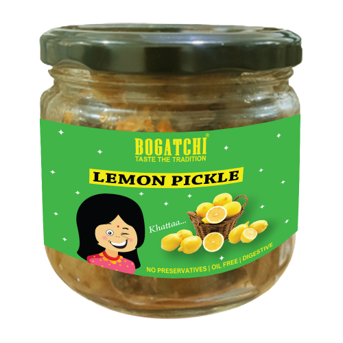 BOGATCHI Lemon Pickle - Khatta Flavor | Best Quality Pickle | Handcrafted Original Pickle | Tangy Delight | No Preservatives | No Artificial Color | Natural Ingredients | 500g